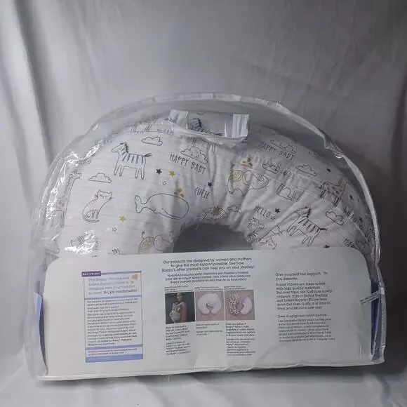 Boppy Original Feeding Pillow w/ Black Gold Animal Print Cover - Picture 2 of 8